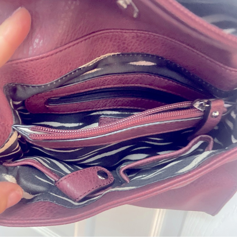 Kenzie studded Purse purple with many pockets, compartments, and stylish chain - Picture 12 of 13